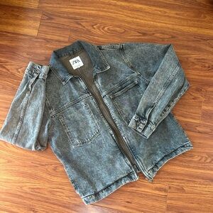 Zara Washed Black Denim Jacket
